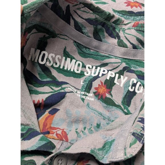 Mossimo Supply Hawaiian Button Up Shirt Men Size L Floral Toucan Tropical Resort - Picture 8 of 10